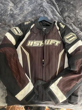 SHIFT Black Performance Motorcycle Jacket with Cream Accents